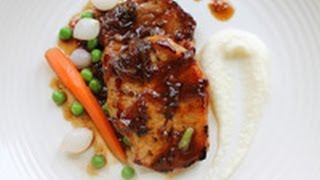 Balsamic Glazed Pork Chops with Cauliflower Puree recipe