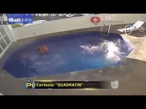 Man caught on CCTV drowning three year old stepdaughter in pool jailed for 100 years