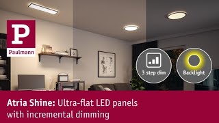 LED Panel 3-Step-Dim Atria Shine Backlight square 580x200mm 22W 1800lm  4000K Chrome matt dimmable