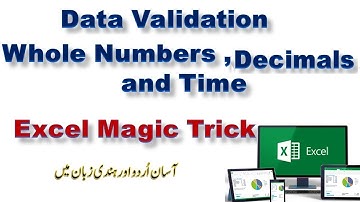 Data Validation Whole Numbers , Decimals & Time in Ms Excel | MS Excel Data Validation | Part 30