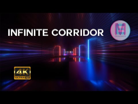 Infinite Corridor with Neon Lights