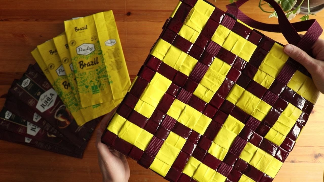 Классная схема плетения сумки из пластиковых отходов