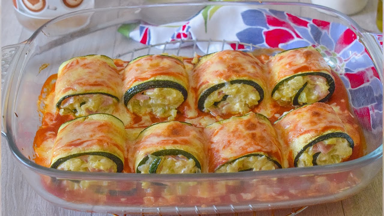 ROLLITOS DE CALABACIN con relleno de JAMÓN Y QUESO CREMA