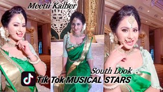 Meetii Kalher Tiktok Musical Star South Look Saree 