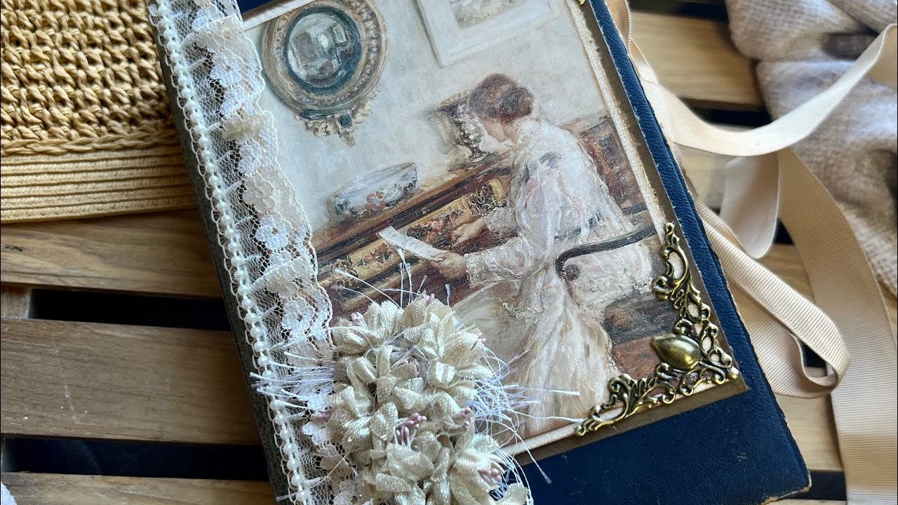 Handmade Edwardian Rowena "A Musical Memoir" Memory Journal Junk Journal Diary Flip Through
