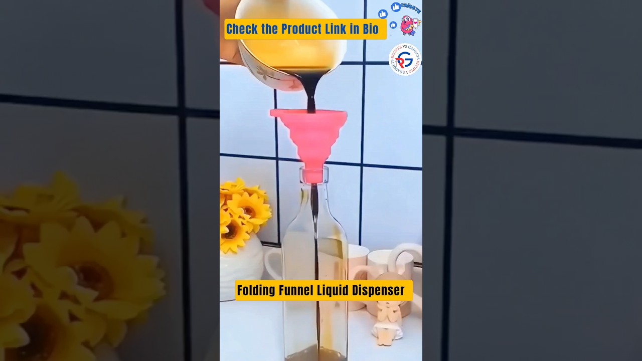 "🔴 Must-Have Kitchen Hack! Foldable Silicone Funnel 🚰✨" 