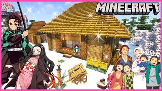 Minecraftสร้างบ้านทันจิโร่กับเนซึโกะดาบพิฆาตอสูรและตกแต่งเฟอร์นิเจอร์How to build Demon slayer House