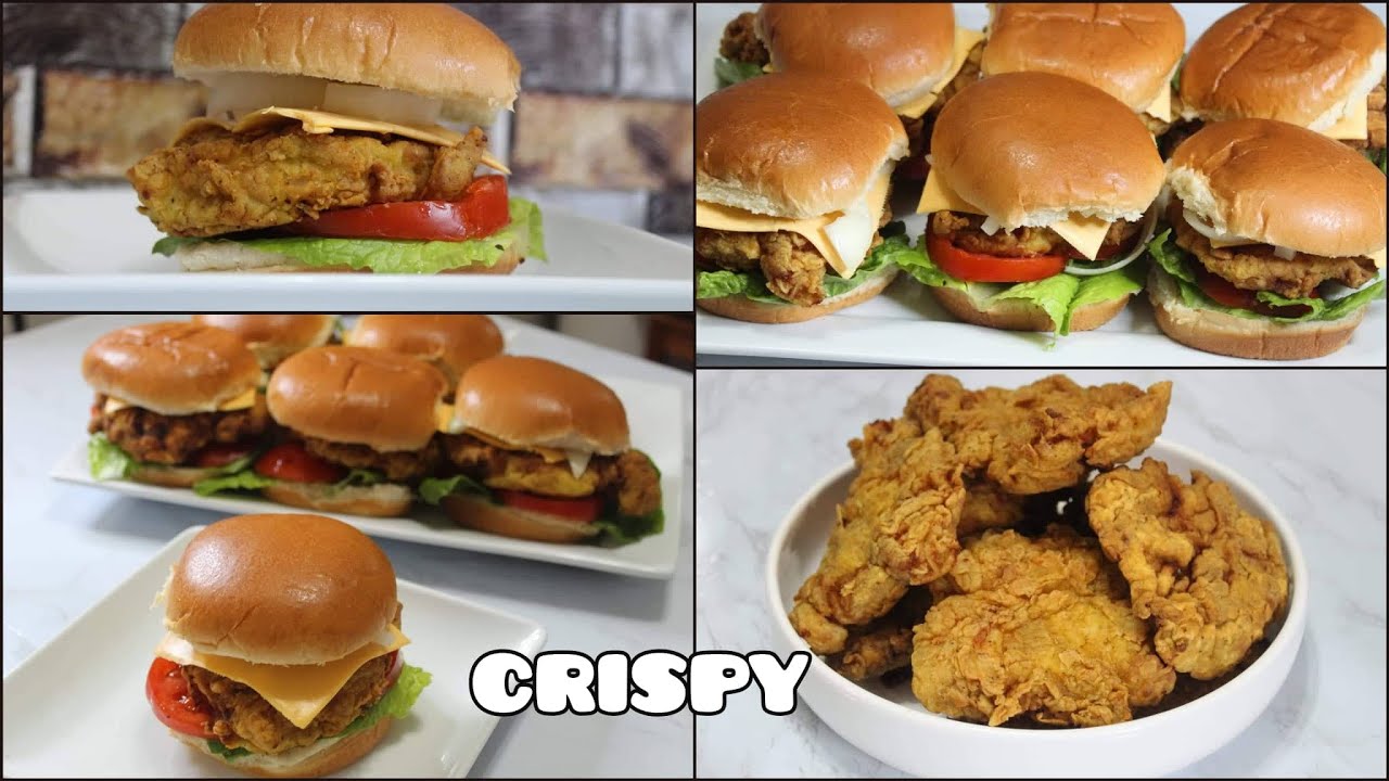 سندوتش برجر دجاج كرسبي بتتبيله مميزه وقرمشه رائعه How to make Crispy ...