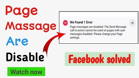 Page messages are disable | Call to Action Can