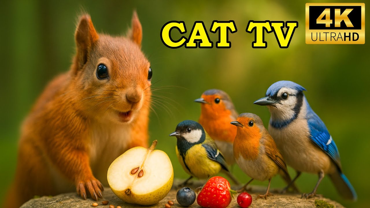 Cat TV for Cats to Watch 🍃 Birds Gliding Through Trees With Squirrels Playing | Nature Video 4K