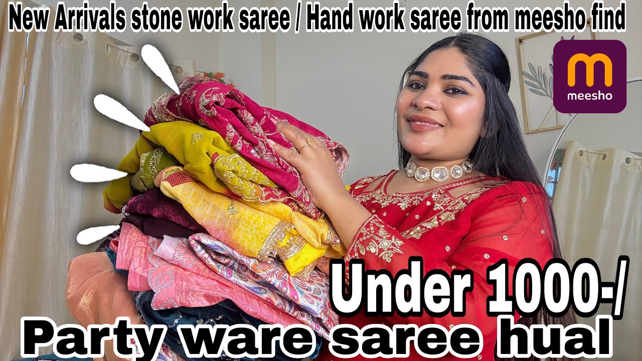 Most beautiful party ware saree from meesho hual/ new design saree / stitch blouse with saree 