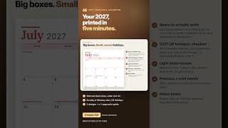 2027 Printable Calendar | Wall & Desk, Letter and A4 #shorts