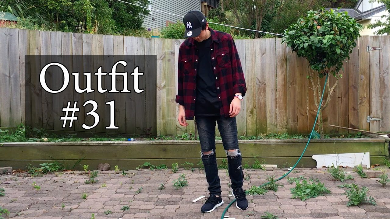 Ootd 31 Streetwear Self Distressed Biker Jean W Checkered