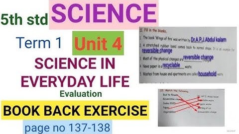 5th std|Science|Term1 unit4| SCIENCE IN EVERYDAY LIFE| Evaluation|Book Back Exercise |page137-138