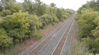 CN 422 with 4 big units & double stack well cars out of storage