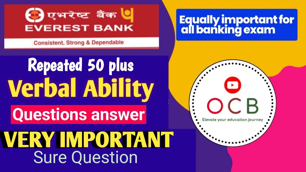 everest bank limited// Written exam Question// Verbal Ability Full Solutions// 