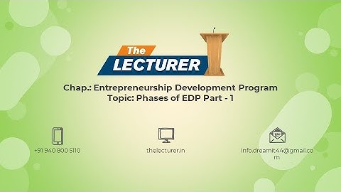 Chap.: Entrepreneurship Development Program Topic: Phases of EDP Part - 1