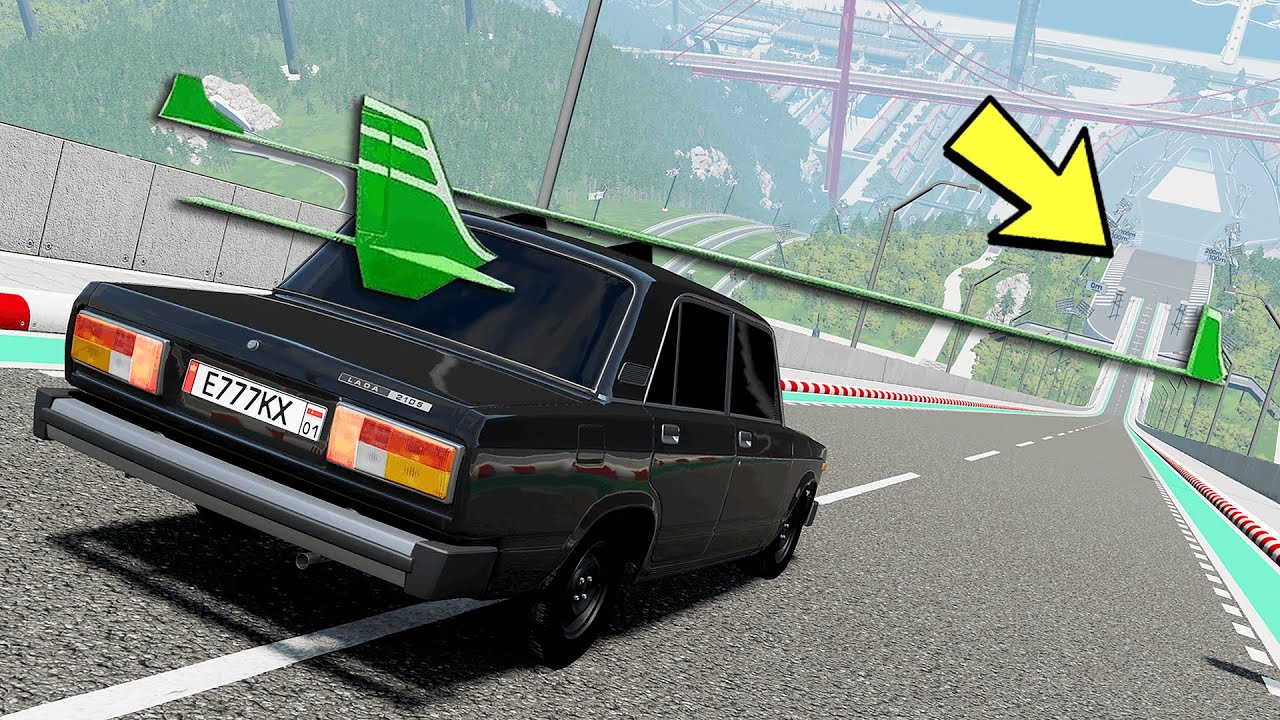 КАКАЯ МАШИНА ПРЫГНЕТ ДАЛЬШЕ С ОГРОМНОГО ТРАМПЛИНА В BEAM NG DRIVE!