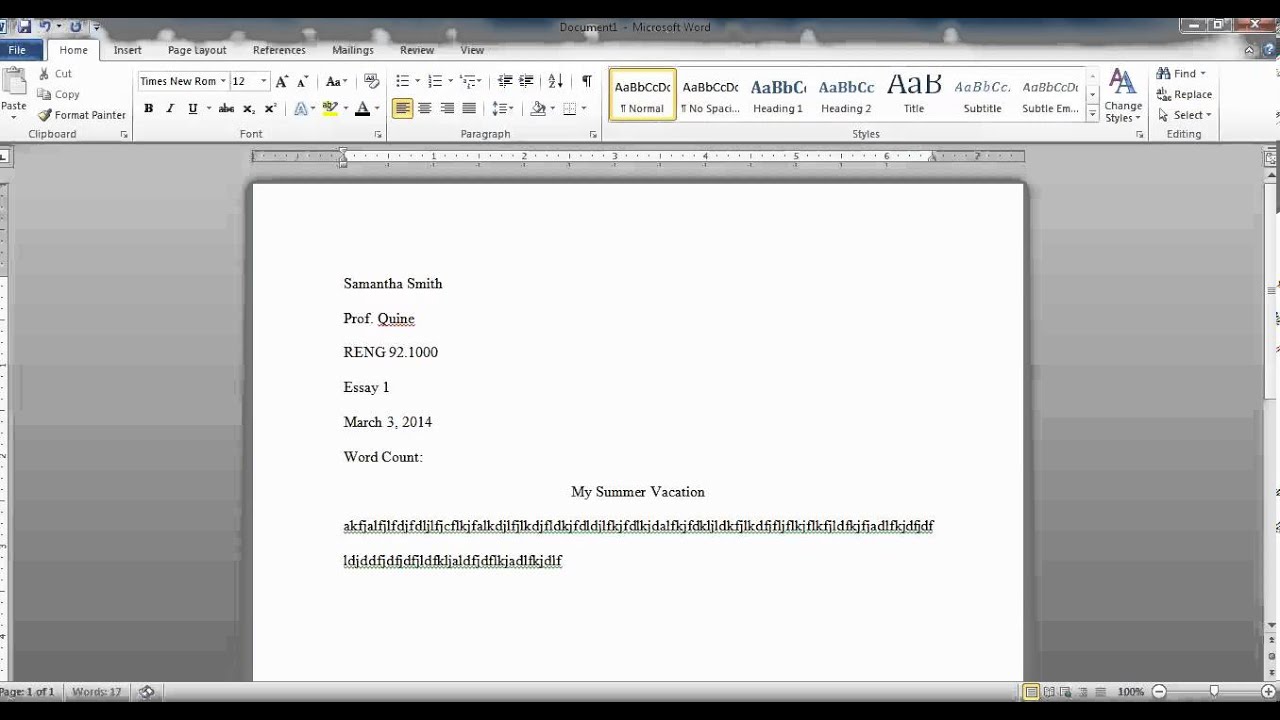 mla essay word count