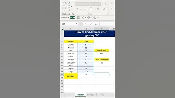 Find Average after Ignoring "0" #excel #msexcel #msexceltutorial #shortsvideo #shorts #ytshorts