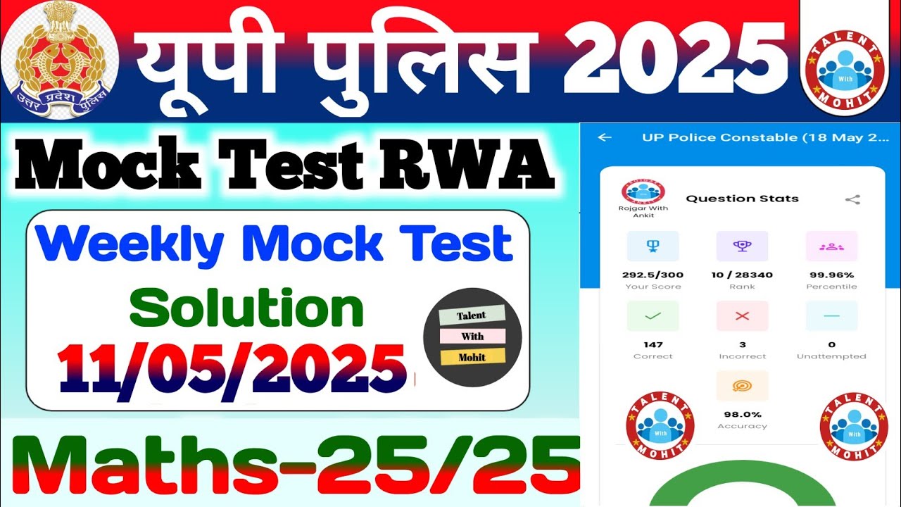Rojgar With Ankit Up Police Constable 11 May 2025 Free Weekly Mock Test Solution✅
