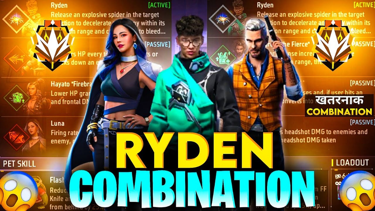Ryden Top 4 Best Character Skill Combination | Best Character Skill For Cs Rank | Best Combination 