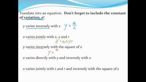 Writing equations to model direct, inverse, and joint variation