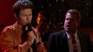 Ansel Elgort SHOCKS James Corden with His Singing Skills During Late Late Show Riff Off
