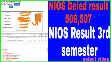 D el Ed 506 ,507 ka result ||nios deled 3rd semestr result 2019 || nios deled result ,