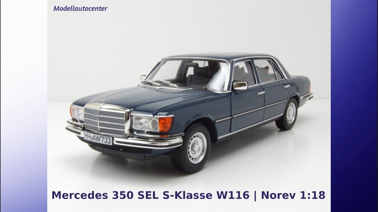 Mercedes 350 SEL S-Klasse W116 1979 blau Modellauto 1:18 Norev