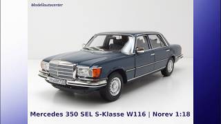 Mercedes 350 SEL S-Klasse W116 1979 blau Modellauto 1:18 Norev