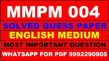 mmpm 4 important questions | mmpm 4 previous year question paper | mmpm 4 study material