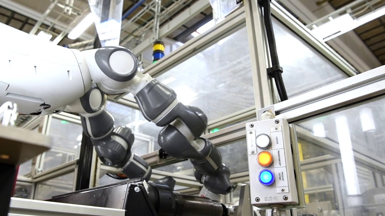 Collaborative robot in a production line, YuMi robot - YouTube