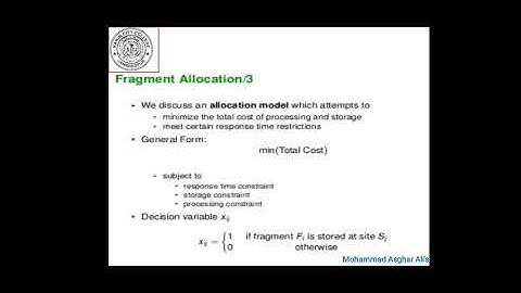 Allocation in Distributed  Database Desin