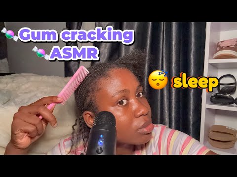 ASMR GUM CRACKING AND WHISPERING (while loosening braids) 