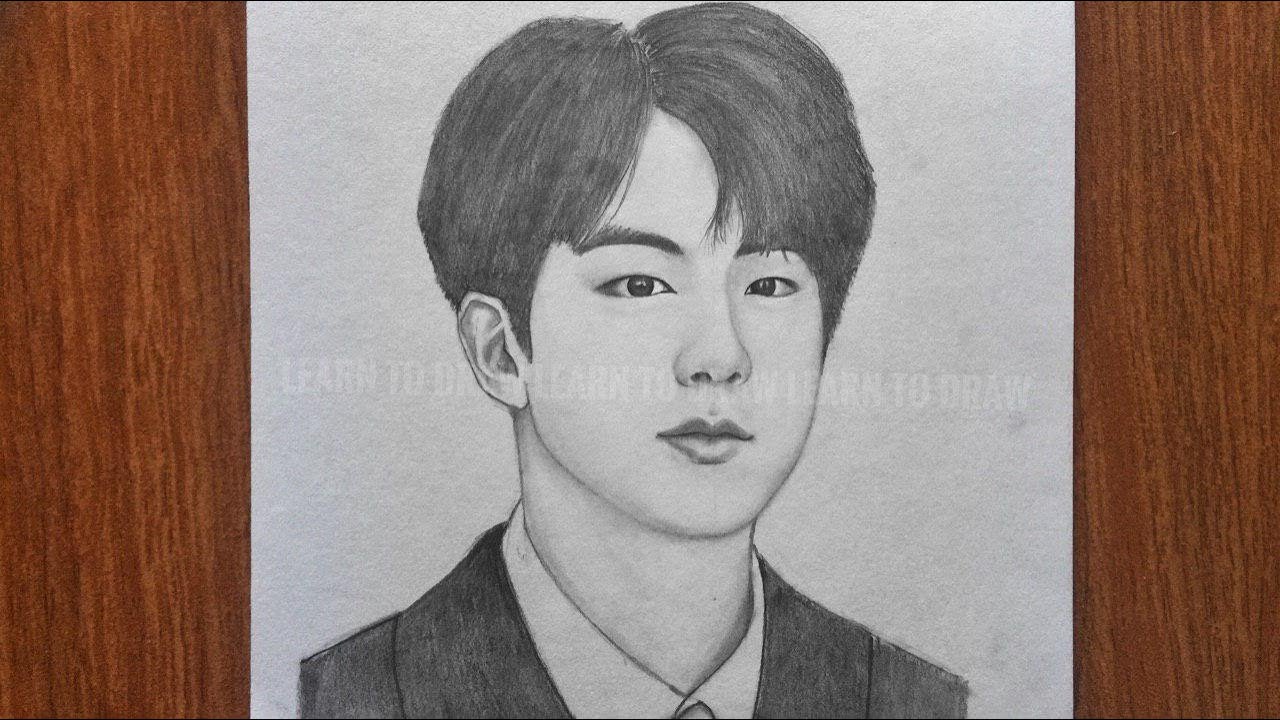 How to draw Jin || kim seok Jin BTS || BTS sketch || រៀនគូររូបជីន - YouTube  | Bts drawings, Easy drawings, Drawings