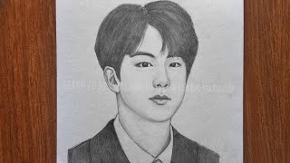 How to draw Jin || kim seok Jin BTS || BTS sketch || រៀនគូររូបជីន