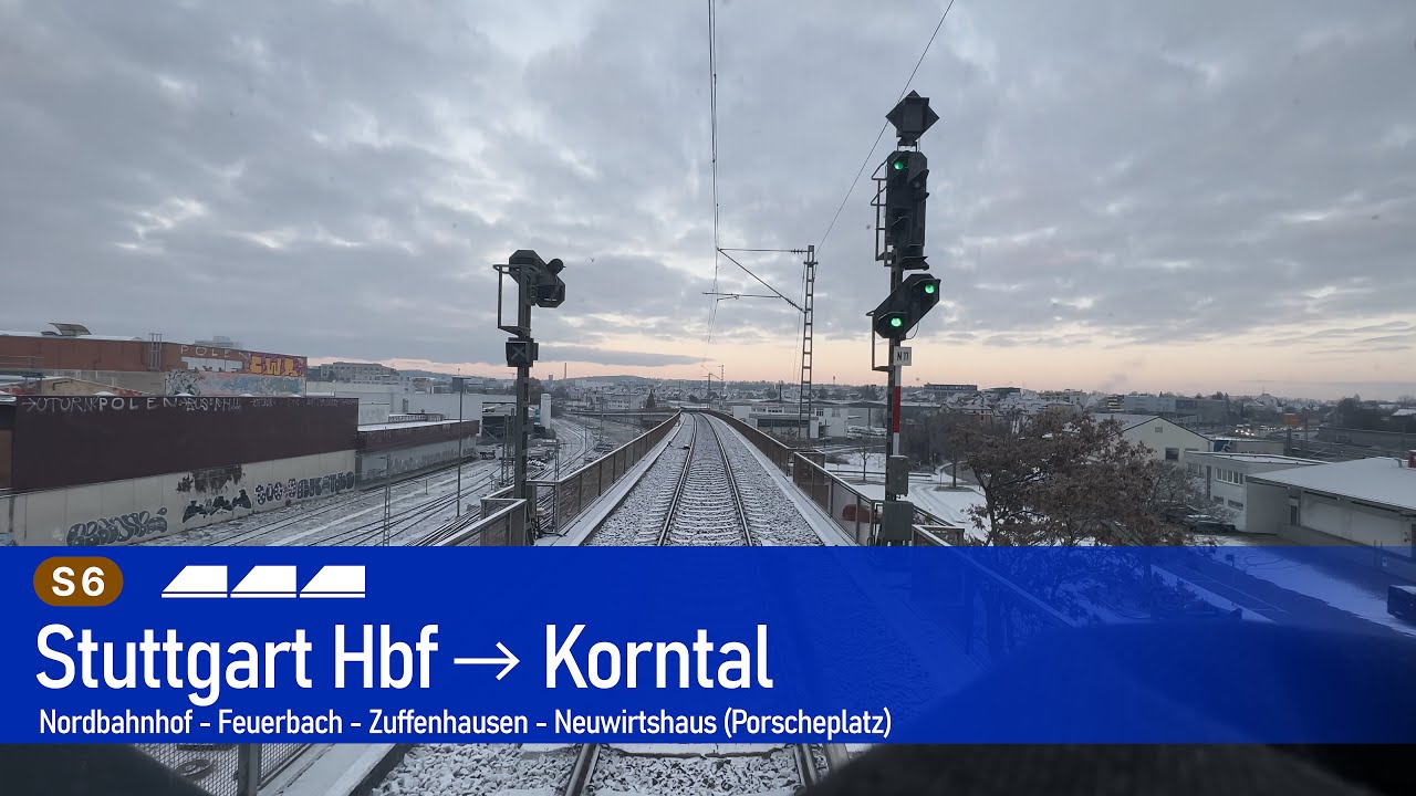 S-Bahn Stuttgart Führerstandsfahrt | S6 Stuttgart Hbf → Korntal | Wintermorgen Cab Ride 🚆❄️