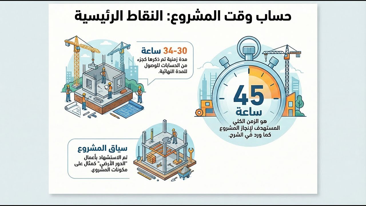 ملخص المحاضرة (9): النقاط الرئيسية لحساب وقت المشروع