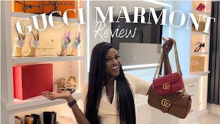 Gucci Marmont Bag double review, try on and what fits?! Super Mini vs Small shoulder bag.