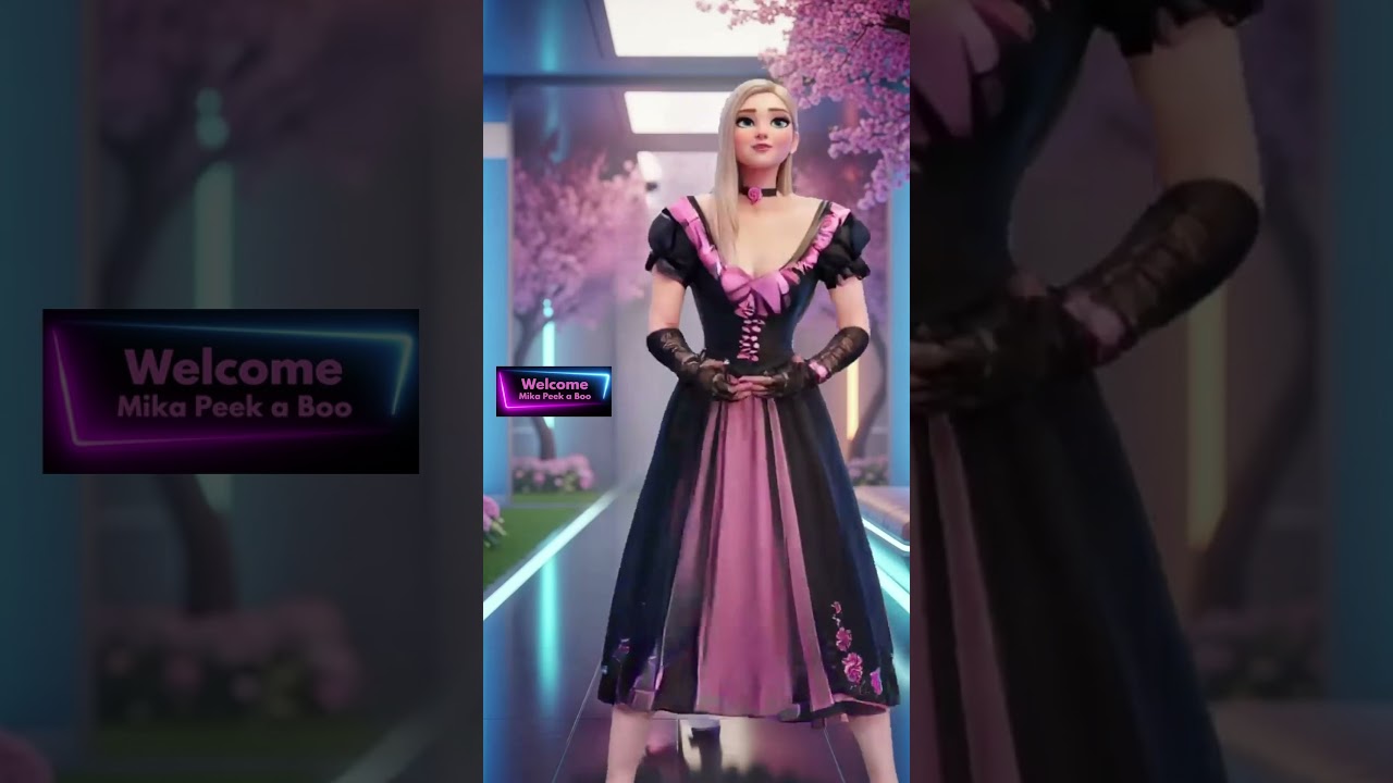 Black and pink gothic-style dress 