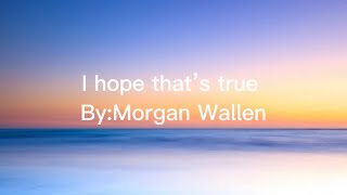 I Hope Thats True, Morgan Wallen Lyric Video