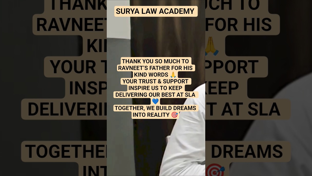 THANK YOU RAVNEET’S FATHER 🙏 PU LAW ENTRANCE AIR 4  🏆 YOUR WORDS INSPIRE US TO KEEP WINNING AT SLA