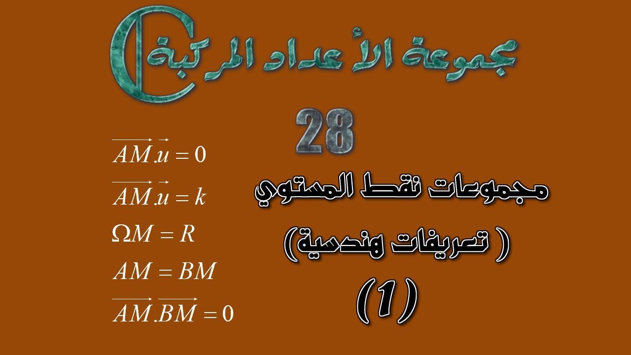 مجموعة الأعداد المركبة: 28 ـ مجموعات نقط المستوي: تعريفات هندسية1.