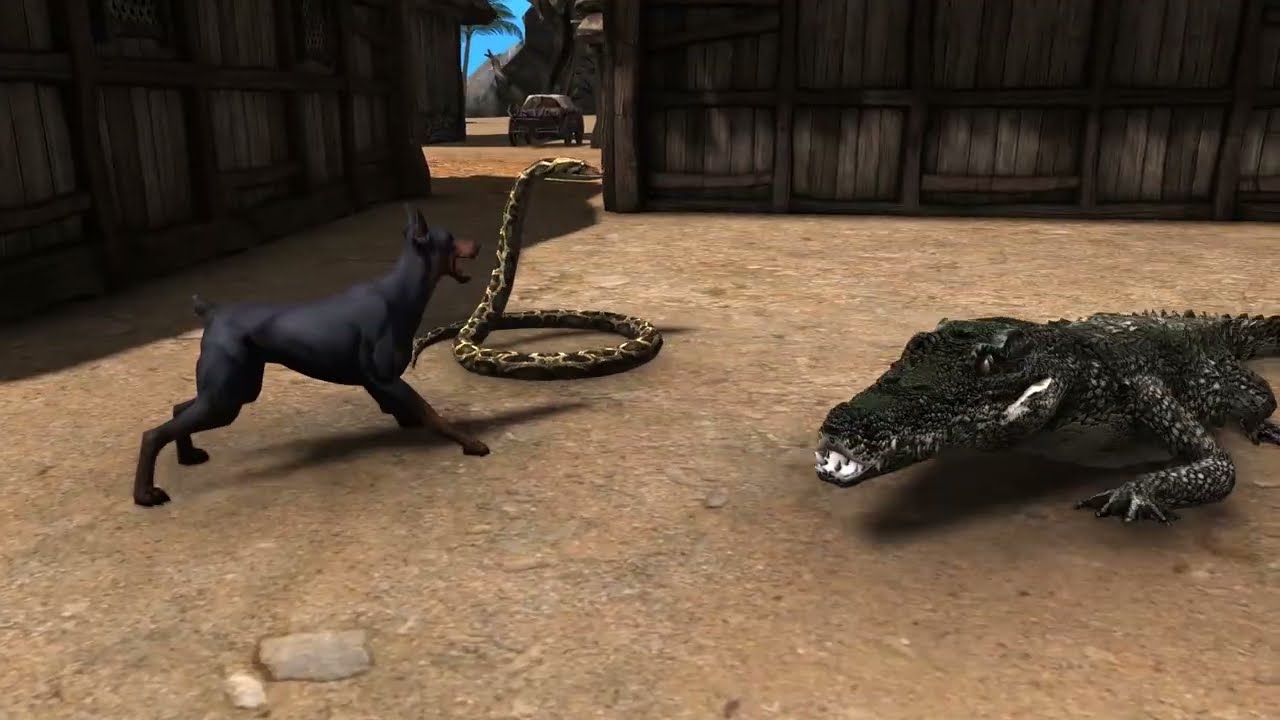 Dog Saves His Friend | Snake and crocodile Fight | Short Film | dino edge