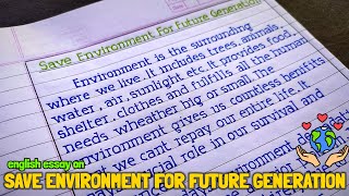 Essay on Save Environment For Future Generations | Save environment essay