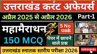 उत्तराखंड स्नातक स्तरीय Exam Current Affairs Merathon 2025-26 | Uttarakhand Current Affairs MCQ 2026