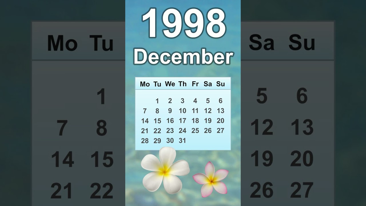 December 1998 Calendar - YouTube
