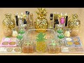GOLD PINEAPPLE SLIME | Mixing makeup and glitter into Clear Slime | Satisfying Slime Videos 1080p