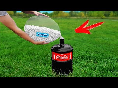 Experiment: Coca Cola and Mentos in to Giant Balloon! Super Reaction!